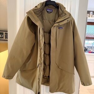 Patagonia Tres 3-in-1 Waterproof Down Parka Olive Green